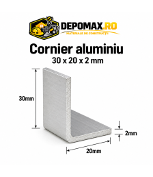 Cornier aluminiu 30 x 20 x 2 mm, 6 metri (EN AW-6060)